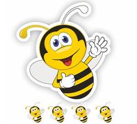 INKati Happy Bee Collection - 4-Pack of Exclusive Large Vinyl Sticker Decals for Luggage, Car Bumpers and Laptops - Durable and Weatherproof Gloss Finish with Removable Adhesive (Design C 4-Pack)