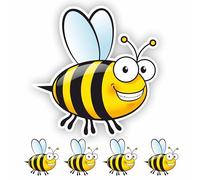 INKati Happy Bee Collection - 4-Pack of Exclusive Large Vinyl Sticker Decals for Luggage, Car Bumpers and Laptops - Durable and Weatherproof Gloss Finish with Removable Adhesive (Design B 4-Pack)