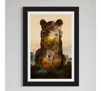 INKati Majestic Tiger in Forest Stillness / 40x60cm Premium 100% Cotton Wall Art/Medium-Large Size Fine Art Supplied Rolled and Frameless