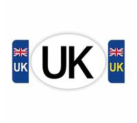 INKati UK Car Stickers 3-Pack Official Size - Incl UK Number Plate Stickers/UK Sticker for Driving Abroad/UK Car Stickers for Europe/GB Stickers for Car Europe/UK Number Plate Sticker (3pk UK)
