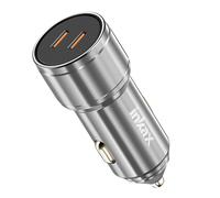 Inkax Chargeur Allume Cigare 60W 2x USB-C Charge Rapide Design Métal, Silver