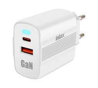 Inkax USB-C Sector Charger GaN 45W + USB Rapid Charge Minimalistic Format, White