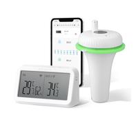 INKBIRD IBS-P02R Floating Pool Thermometer with IBS-M2 WiFi Gateway, Wireless Swimming Pool Thermometer Set, App Control, 9 Channel Monitor with Large Screen for Whirlpool, Aquarium, Spa, Pond