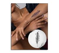 Inkbox Temporary Tattoos, Semi-Permanent Tattoo, One Premium Easy Long Lasting, Waterproof Temp Tattoo with For Now Ink - Lasts 1-2 Weeks, Feather and Birds Tattoo, 7 x 2 in, Free Flight