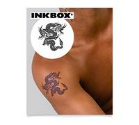 Inkbox Temporary Tattoos, Semi-Permanent Tattoo, One Premium Easy Long Lasting, Waterproof Temp Tattoo with For Now Ink - Lasts 1-2 Weeks, Double Dragon, 4 x 4 in