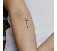 Inkbox Temporary Tattoos, Semi-Permanent Tattoo, One Premium Easy Long Lasting, Waterproof Temp Tattoo with For Now Ink - Lasts 1-2 Weeks, Cross Tattoo, 2 x 2 in, Crotth