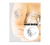 Inkbox Temporary Tattoos, Semi-Permanent Tattoo, One Premium Easy Long Lasting, Waterproof Temp Tattoo with For Now Ink - Lasts 1-2 Weeks, Bloomed Moon, 4 x 4 in