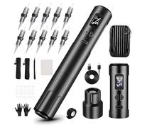 INKCHUM Cordless Rotary Permanent Make Up Machine with 2 Batteries, Practice Skins, Cups and Gloves, 10W Motor OLED Display Equipment for Professionals and Adults, Black, Water Resistant