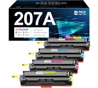 INKCLOUD 207A With Chip Compatible with HP 207A Toner Set for MFP-M283FDW M255dw M282nw M283fdn 3302FDWG 2210A W2211A W2212A W2213A (Black/Cyan/Yellow/Magenta, Pack of 4)