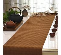 INKCOR Bamboo Woven Table Runner, Japanese-Style Anti-Hot Placemats for Coffee Table/Farmhouse/Kitchen, Wide 30cm 40cm, Brown (Size : 40x100cm/15.7x39.4in)
