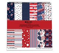 Inkdotpot 25 Sheets America Theme Texture Scrapbook Paper Pad 12x12, Single-Sided Scrapbook Paper- Colorful Cardstock Paper Scrapbooking DIY Decorative Cardmaking Supplies- Journal Craft Paper