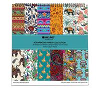 Inkdotpot 25 Sheets Asian Indian Theme Scrapbook Paper Pad 12x12- Single-Sided Scrapbook Paper- Colorful Cardstock Paper Scrapbooking DIY Decorative Background Cardmaking Supplies-Journal Craft Paper