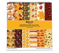 Inkdotpot 25 Sheets Autumn Fall Theme Texture Scrapbook Paper Pad 12x12, Single-Sided Scrapbook Paper- Colorful Cardstock Paper Scrapbooking DIY Decorative Cardmaking Supplies- Journal Craft Paper