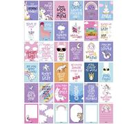 Inkdotpot 36 Cards Lunch Box Notes For Kids, Daily Inspirational Lines Happy Thoughts For Children, Students, Positive Affirmations Encouragement, Fun Lunch Notes (Unicorn & Llama Theme)