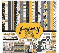 Inkdotpot Black & Yellow Cat Theme Collection Double,Sided Scrapbook Paper Kit Cardstock 12"x12" Card Making Paper Pack of with Sticker Sheet - 16 Pages - Black & Yellow