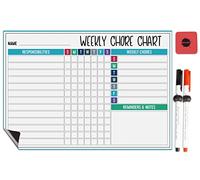 Inkdotpot Magnetic Whiteboard Weekly Chores Charts Chore Chart for Refrigerator - Dry Erase Behavior Chart for Kids Responsibility Chart with 2 Fine Tip Marker & Eraser