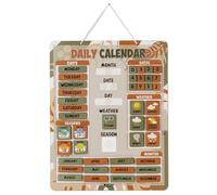 Inkdotpot My First Calendar Board For Kids, Preschool Wall Hanging Month/Date/Day/Weather/Season (42 Pieces); Classroom Learning Calendar Board, 14.5 x 11.5 inches-Brown