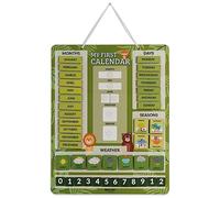 Inkdotpot My First Calendar Board For Kids, Preschool Wall Hanging Month/Date/Day/Weather/Season (42 Pieces); Classroom Learning Calendar Board, 14.5 x 11.5 inches (Green)