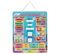 Inkdotpot My First Calendar Board For Kids, Preschool Wall Hanging Month/Date/Day/Weather/Season (42 Pieces); Classroom Learning Calendar Board, 14.5 x 11.5 inches- Sky Blue