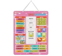 Inkdotpot My First Calendar Board For Kids, Preschool Wall Hanging Month/Date/Day/Weather/Season (42 Pieces); Classroom Learning Calendar Board, 14.5 x 11.5 inches- Pink
