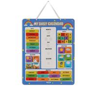 Inkdotpot My First Calendar Board For Kids, Preschool Wall Hanging Month/Date/Day/Weather/Season (42 Pieces); Classroom Learning Calendar Board, 14.5 x 11.5 inches- Blue