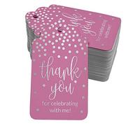 Inkdotpot Pack Of 100 Thank You For Celebrating With Me Birthday Favor Paper Tags Craft Real Silver Foil Hang Tags
