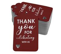 Inkdotpot Pack Of 50 Real Silver Foil Paper Tags Thank You For Celebrating With Us Bridal Shower-Baby Shower-Retirement-Wedding-Birthday Favor Hang Tags