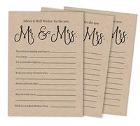 Inkdotpot Pack Of 50 Rustic Kraft Advice Cards, Advice & Wishes For The Bride and Groom, Mr and Mrs Wedding Game Activity 5x7 inches