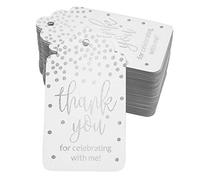 Inkdotpot Pack Of 50 Thank You For Celebrating With Me Birthday Favor Paper Tags Craft Real Silver Foil Hang Tags