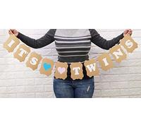 Inkdotpot Rustic Kraft It's Twins Bunting Gender Reveal Bunting Flag Baby Gender Show Party Supplies Pregnancy Announcement