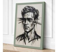Inked Contemplation Modern Canvas Wall Art Print 18x12 Inch (46 x 30 cm)
