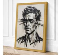 Inked Contemplation Modern Canvas Wall Art Print 18x12 Inch (46 x 30 cm)