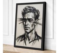 Inked Contemplation Modern Canvas Wall Art Print 24x16 Inch (61 x 41 cm)