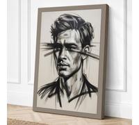Inked Contemplation Modern Canvas Wall Art Print 30x20 Inch (76 x 51 cm)