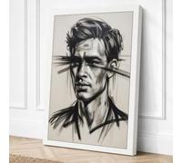 Inked Contemplation Modern Canvas Wall Art Print 30x20 Inch (76 x 51 cm)