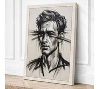 Inked Contemplation Modern Canvas Wall Art Print 36x24 Inch (91 x 61 cm)