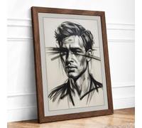 Inked Contemplation Modern Framed Wall Art Print A2 (59.4×42cm) Walnut,