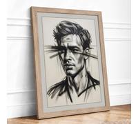 Inked Contemplation Modern Framed Wall Art Print A3 (42×29.7cm) Oak, Wall