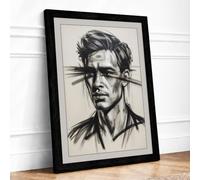 Inked Contemplation Modern Framed Wall Art Print A4 (29.7×21cm) Black,