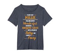 Inked Creation Millie Big Cup of Awesome Sassy Classy Crazy T-Shirt, Women's Plus, Heather Blue, 1X