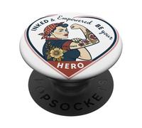 Inked Empowered Girl Power Vintage Art PopSockets Adhesive PopGrip