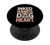Inked Hands Dog Heart Tattoo Dog Lover PopSockets Adhesive PopGrip