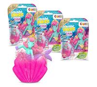 INKEE 3 Pack Kids Bath Bombs with Mermaid Surprise: Cotton Candy Scented Bath Fizzies, Pink or Green, 100g