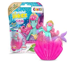 INKEE Children's Bath Bombs with Galupy Mermaid Surprise Figure, Cotton Candy Scented Bath Bombs, Pink or Turquoise, 100g