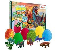 INKEE Dinosaur Bath Bombs Gift Set for Kids Age 3+ - 6 Colourful Bath Bombs with Surprise Dino Toys Inside - Fun Bath Time Toy and Creative Gift for Girls and Boys