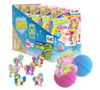 INKEE Galupy Unicorn Bath Bombs for Kids - 5 Piece Gift Set with Surprise Unicorn Toy Inside, Caramel Scent and Jojoba Oil - Bubble Bath Fizzers for Children 3+ in Display Box