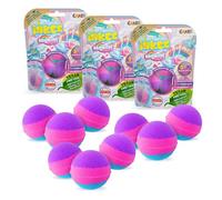 INKEE Pack Color Rainbow World - Pack of 9 Scented Children's Bath Bombs, 9 x Bath Bombs with 3 Different Colour Layers (Pink, Purple and Blue), Cotton Candy Aroma and Argan Oil