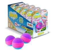 INKEE Rainbow World Pack - 15 Scented Kids Bath Bombs with Cotton Candy Fragrance and Argan Oil - Colourful Bath Toys Gift Set for Children Ages 3+, Pink Purple Blue