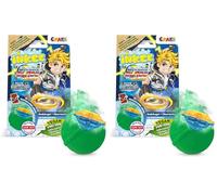 INKEE Surprise Bath Bomb Blade - Bath Bombs for Kids with Spinning top Inside, Collectible Mini Spinner, Chocolate Aroma, Red or Green, 100 g Single Pack - Toy for 3 Year Old Plus (Pack of 2)