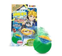 INKEE Surprise Bath Bomb Blade - Bath Bombs for Kids with Spinning top Inside, Collectible Mini Spinner, Chocolate Aroma, Red or Green, 100 g Single Pack - Toy for 3 Year Old Plus
